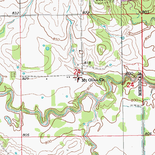 Topographic Map of Mount Olive Church, OK