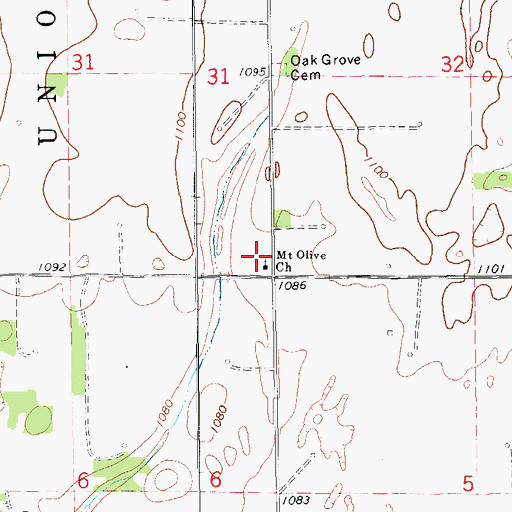 Topographic Map of Mount Olive Church, OK