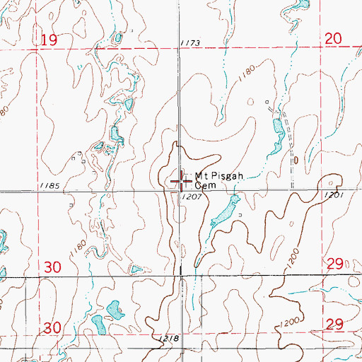 Topographic Map of Mount Pisgah Cemetery, OK