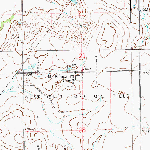 Topographic Map of Mount Pleasant Cemetery, OK