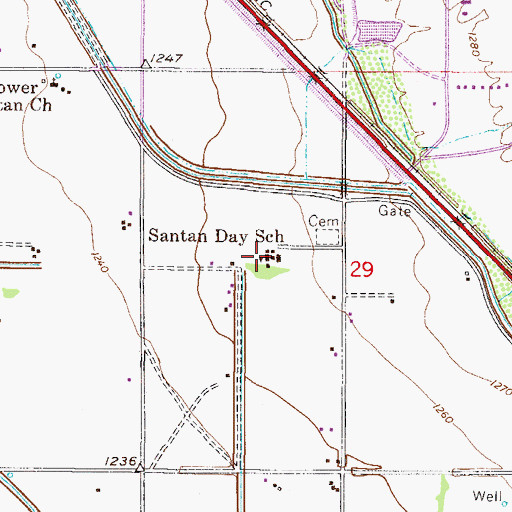 Topographic Map of Santan Day School, AZ