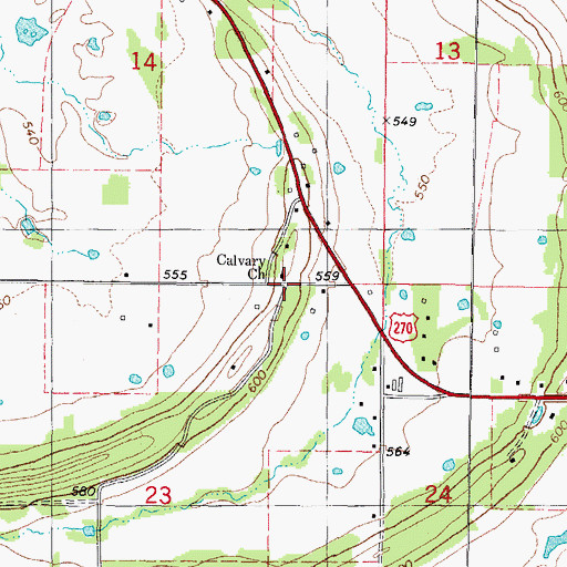 Topographic Map of Mount Pleasant Church, OK