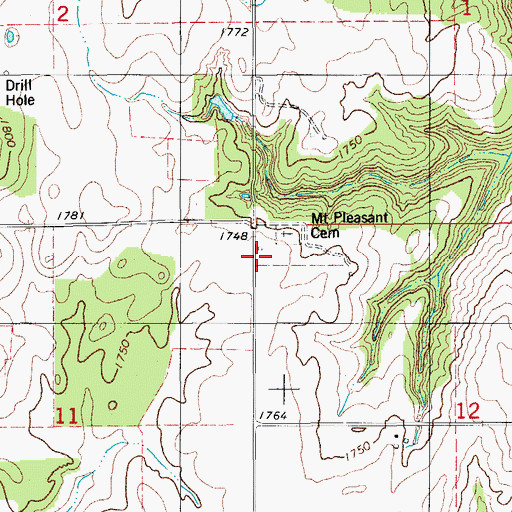 Topographic Map of Mount Pleasant Church, OK