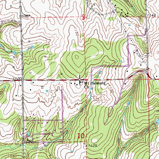 Topographic Map of Mount Pleasant Church, OK