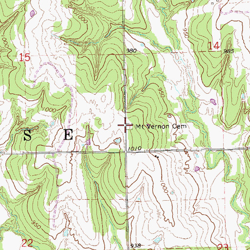 Topographic Map of Mount Vernon Cemetery, OK