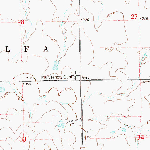 Topographic Map of Mount Vernon Cemetery, OK