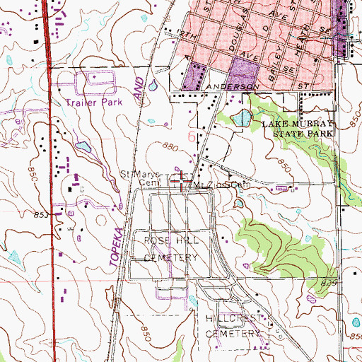 Topographic Map of Mount Zion Cemetery, OK