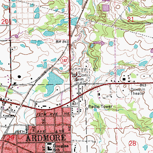 Topographic Map of Clearview Cemetery, OK