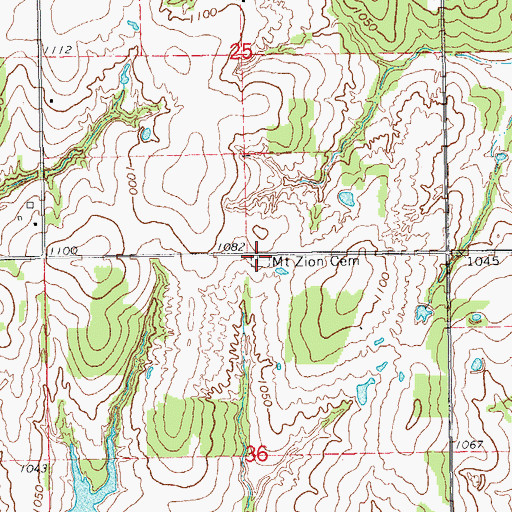 Topographic Map of Mount Zion Cemetery, OK