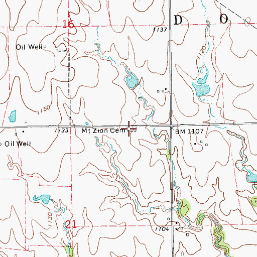 Topographic Map of Mount Zion Cemetery, OK