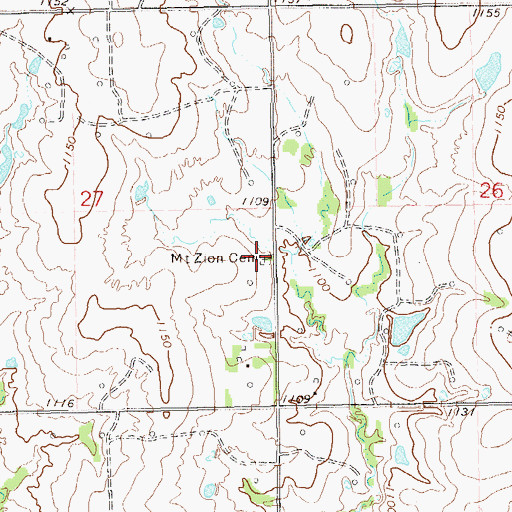 Topographic Map of Mount Zion Cemetery, OK
