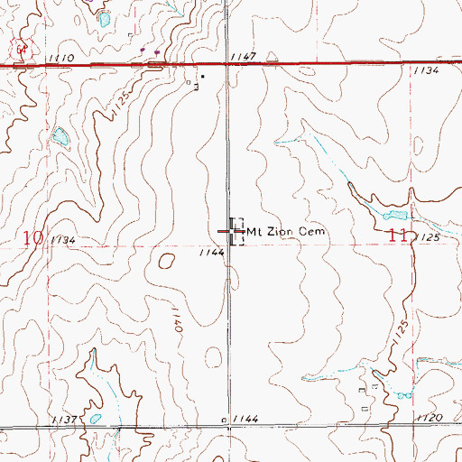 Topographic Map of Mount Zion Cemetery, OK