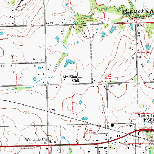 Topographic Map of Mount Zion Church, OK