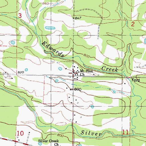 Topographic Map of Mount Zion Church, OK