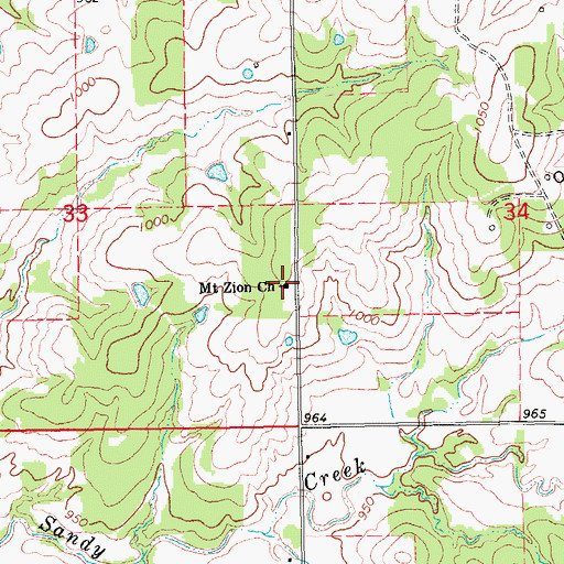 Topographic Map of Mount Zion Church, OK