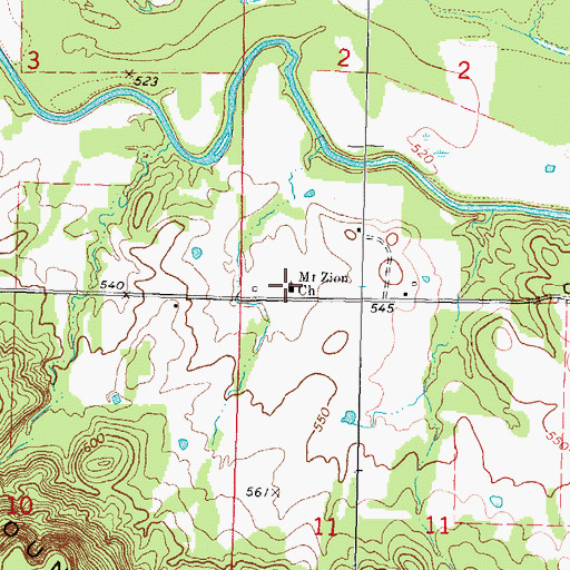 Topographic Map of Mount Zion Church, OK