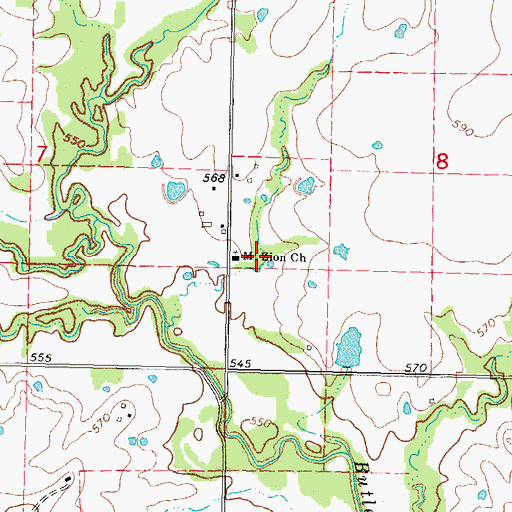 Topographic Map of Mount Zion Church, OK