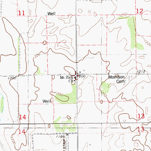 Topographic Map of Mount Zion Church, OK