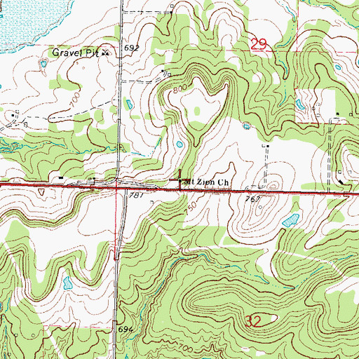 Topographic Map of Mount Zion Church, OK