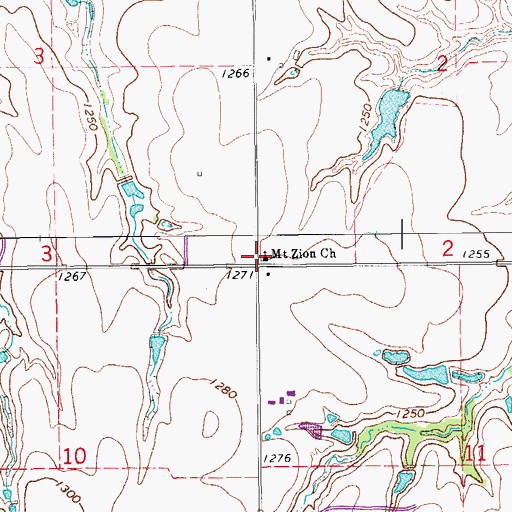 Topographic Map of Mount Zion Church, OK