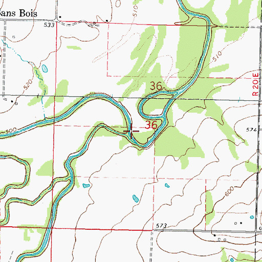 Topographic Map of Mountain Fork, OK