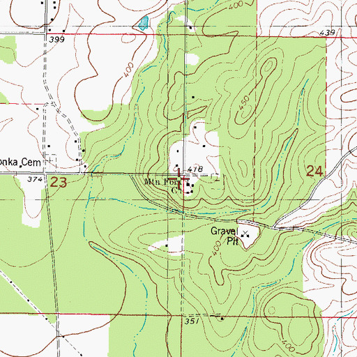 Topographic Map of Mountain Fork Church, OK