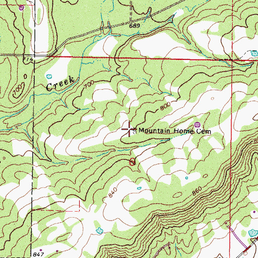 Topographic Map of Mountain Home Cemetery, OK