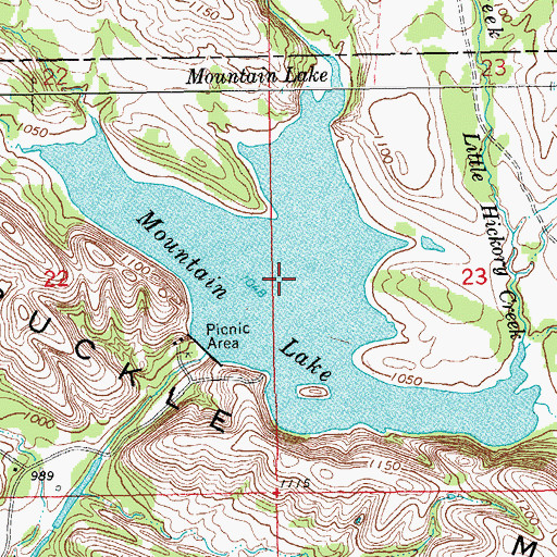 Topographic Map of Mountain Lake, OK