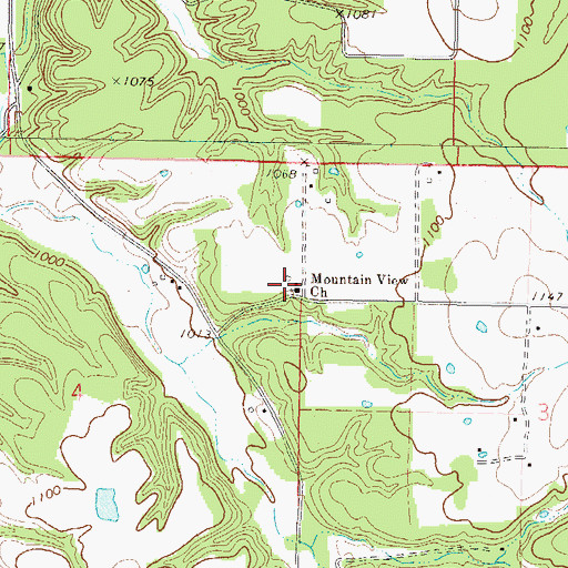 Topographic Map of Mountain View Church, OK