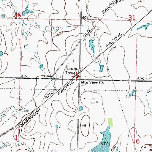 Topographic Map of Mountain View Church, OK