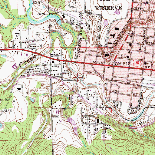 Topographic Map of Mud Creek, OK