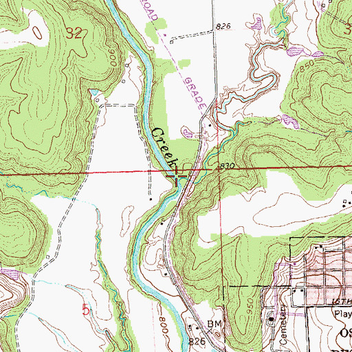 Topographic Map of Mud Creek, OK