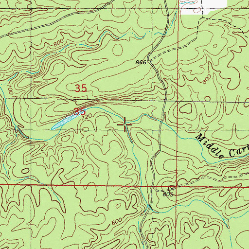 Topographic Map of Middle Carter Creek, OK