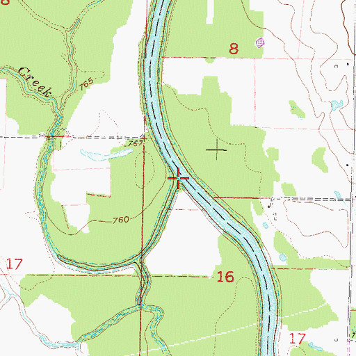 Topographic Map of Mud Creek, OK