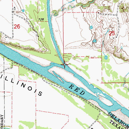 Topographic Map of Mud Creek, OK