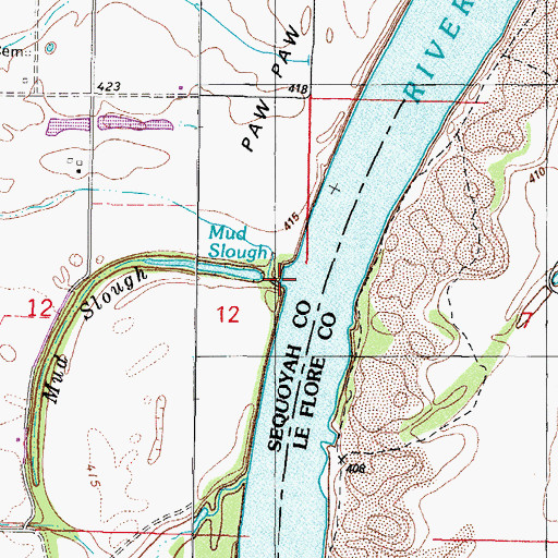 Topographic Map of Mud Slough, OK