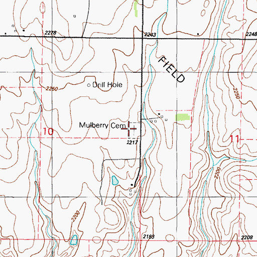 Topographic Map of Mulberry Cemetery, OK