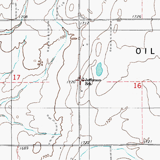 Topographic Map of Mulberry School, OK