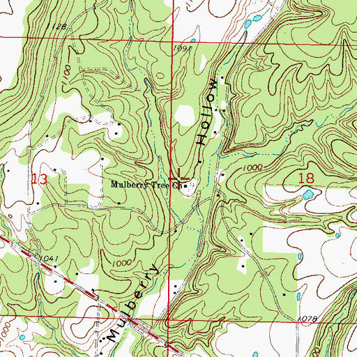 Topographic Map of Mulberry Tree Church, OK