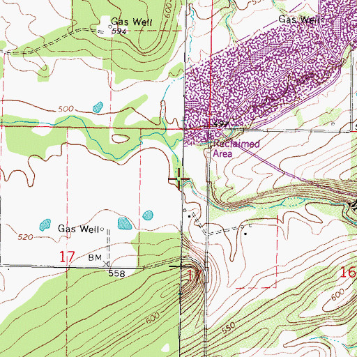 Topographic Map of Mule Creek, OK