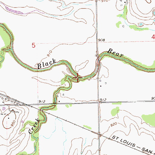 Topographic Map of Mule Creek, OK