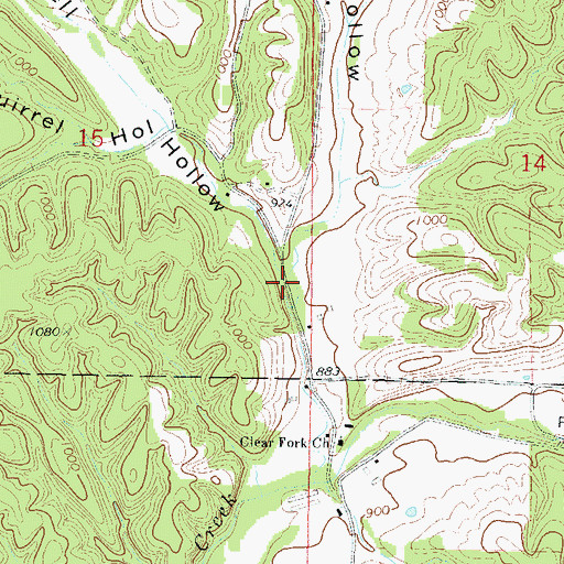 Topographic Map of Murell Hollow, OK