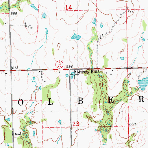 Topographic Map of Murray Hill Church, OK
