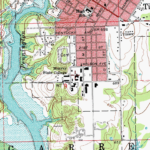 Topographic Map of Murray State College, OK