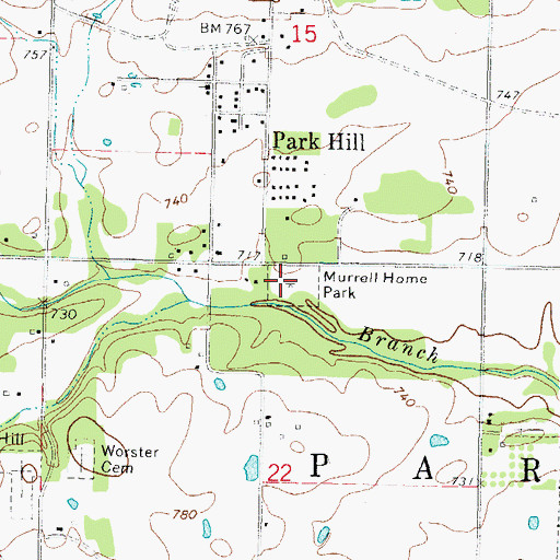 Topographic Map of Murrell Home Park, OK