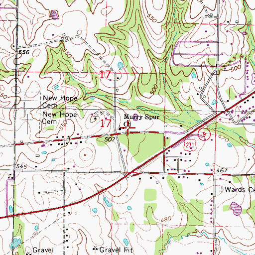 Topographic Map of Murry Spur Church, OK