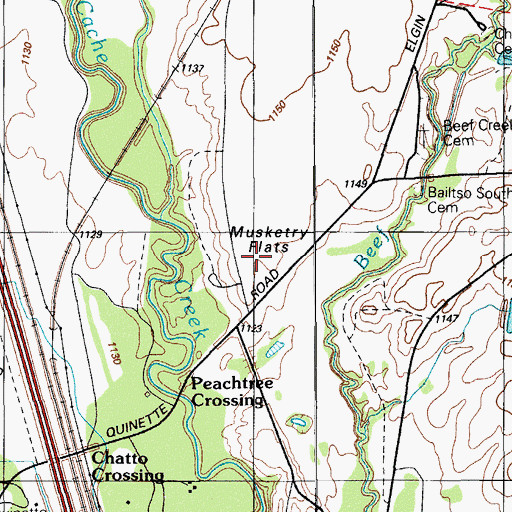 Topographic Map of Musketry Flats, OK