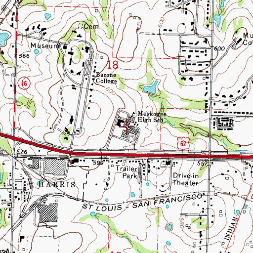 Topographic Map of Muskogee High School, OK
