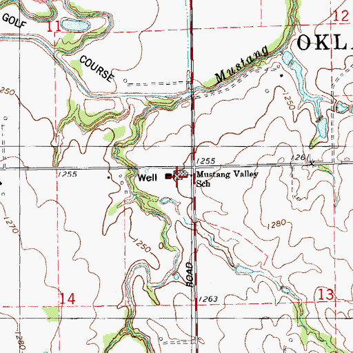 Topographic Map of Mustang Valley Elementary School, OK