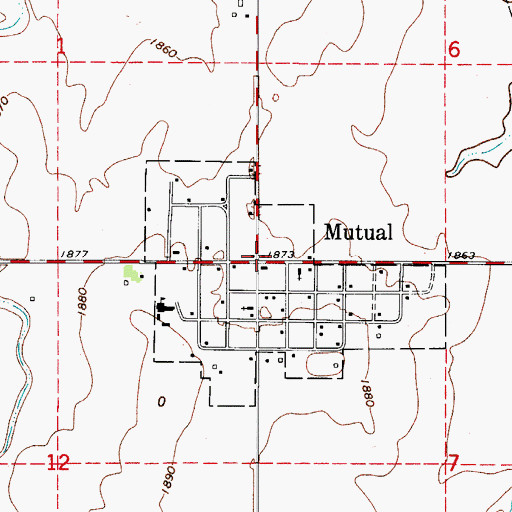 Topographic Map of Mutual, OK